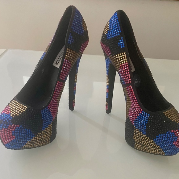 Platform Disco Heel Shoes, Size 5.5, Multicoloured High Heel Sequin Shoes - Picture 1 of 10